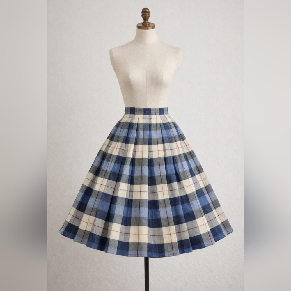 Authentic 1950s Reversible Plaid Skirt | 24” Waist | Circa 1955 | Original Owner